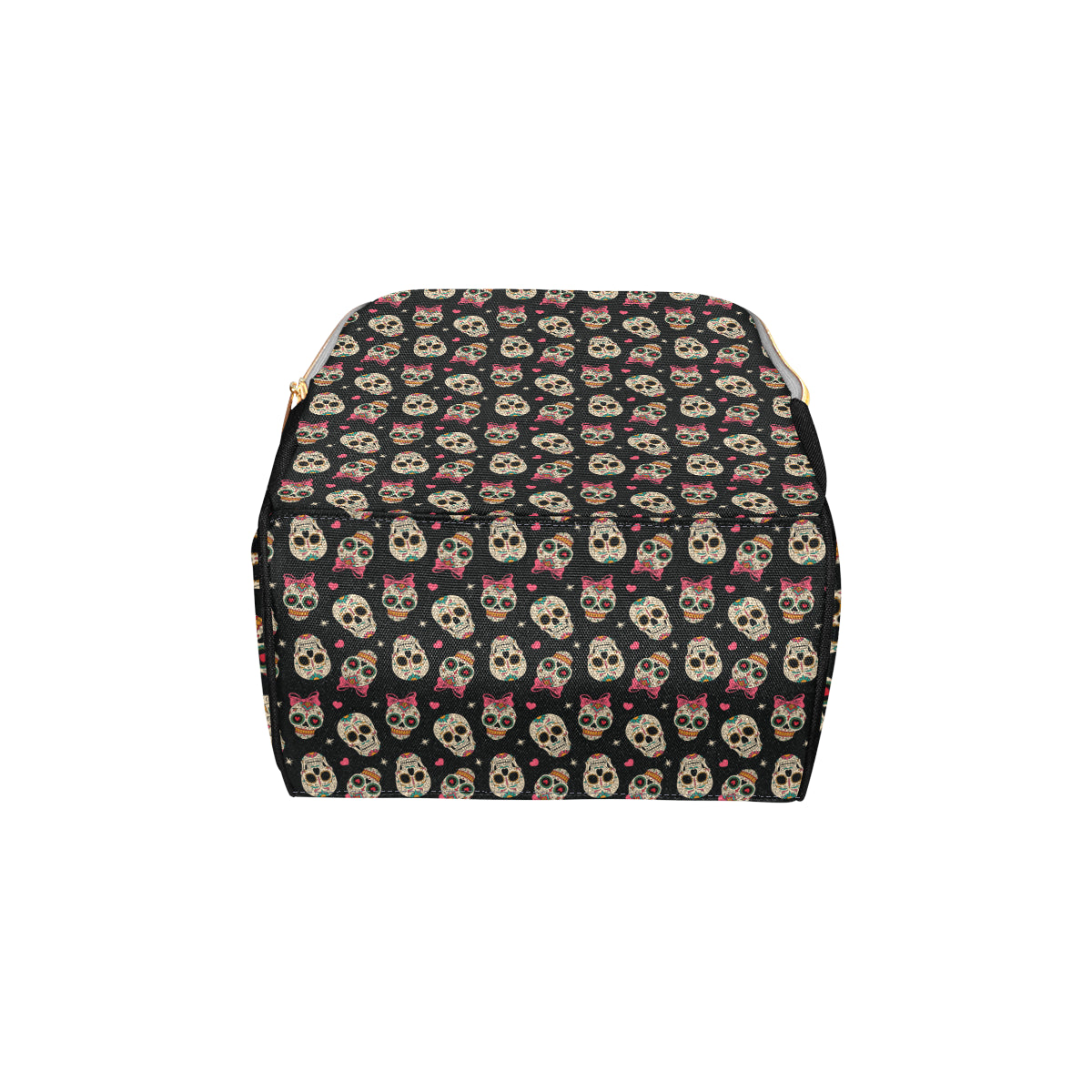 Sugar Skull Pink Bow Themed Print Diaper Bag Backpack
