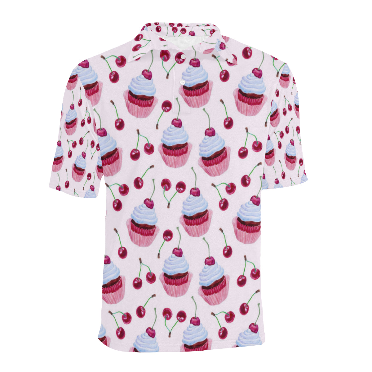 Cherry Cupcake Pink Pattern Men Polo Shirt