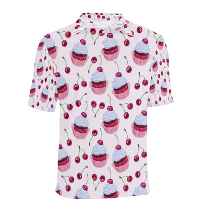 Cherry Cupcake Pink Pattern Men Polo Shirt
