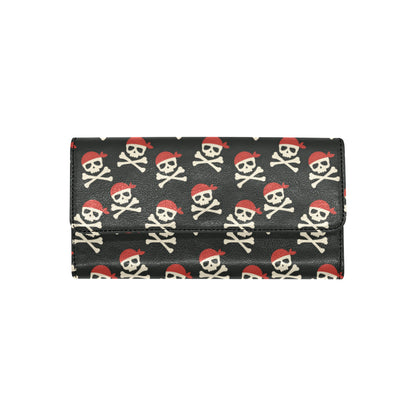 Pirate Pattern Print Design A04 Women's Trifold Wallet