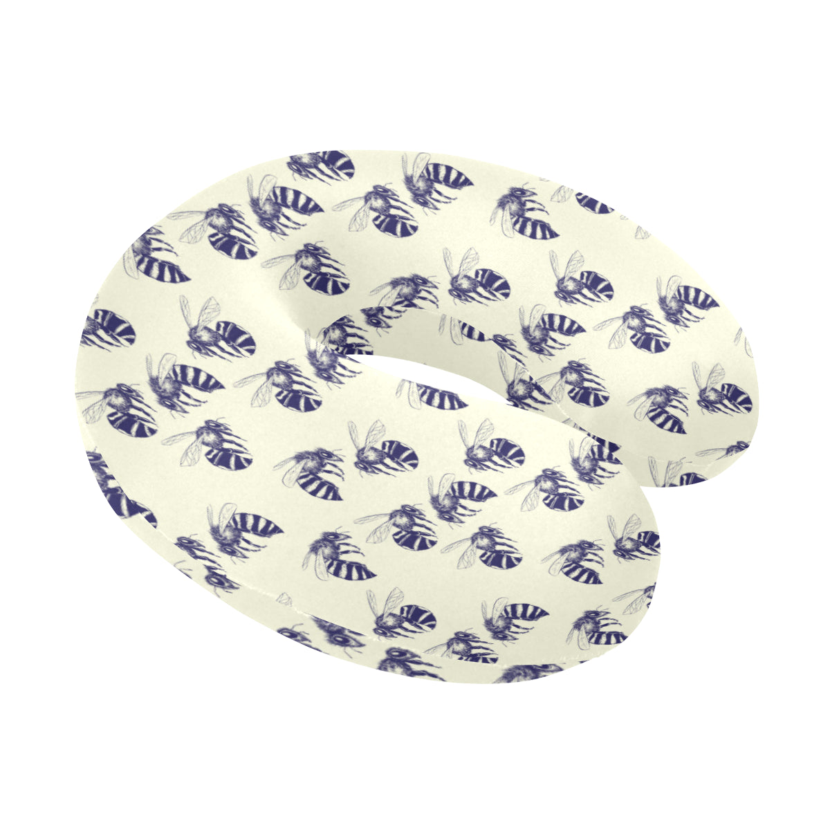 Bee Pattern Print Design 02 U-Shaped Travel Neck Pillow