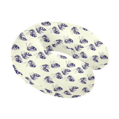 Bee Pattern Print Design 02 U-Shaped Travel Neck Pillow