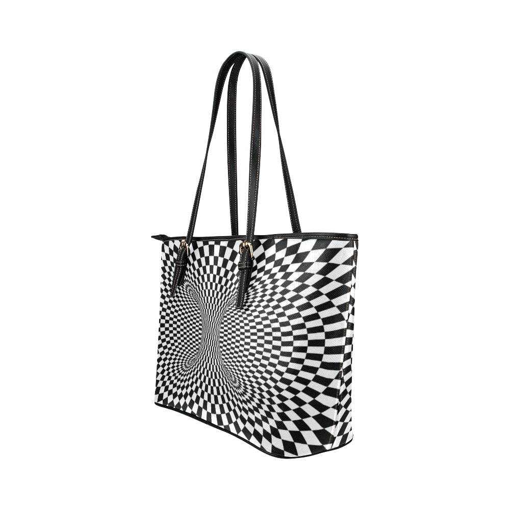 Optical illusion Projection Torus Leather Tote Bag