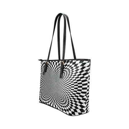 Optical illusion Projection Torus Leather Tote Bag