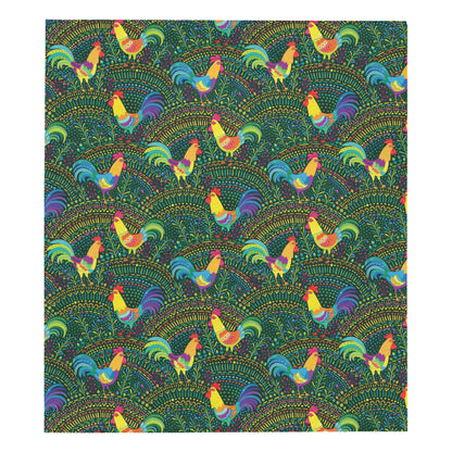 Rooster Pattern Print Design A01 Premium Quilt