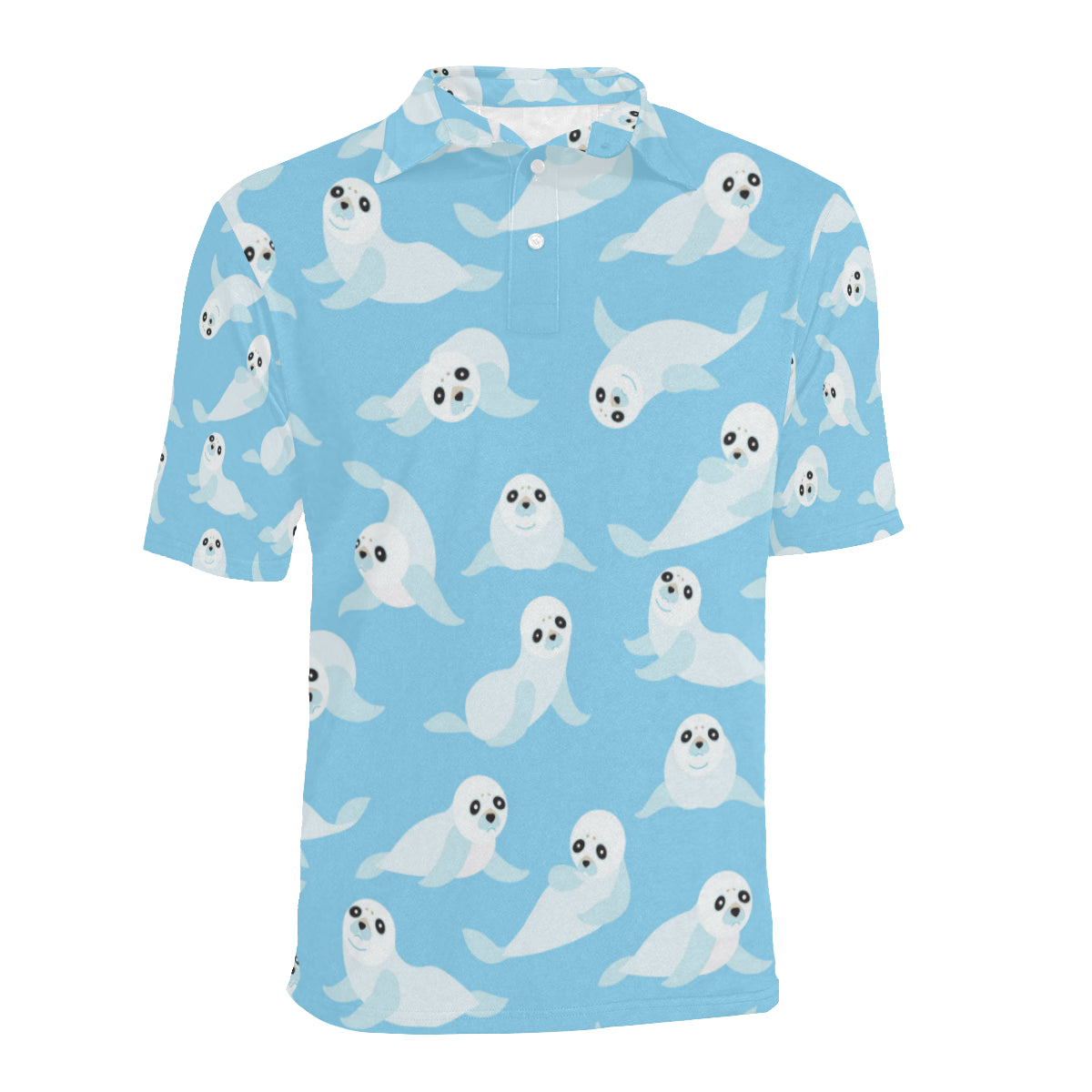 Sea Lion Cute Pattern Print Design 03 Men Polo Shirt