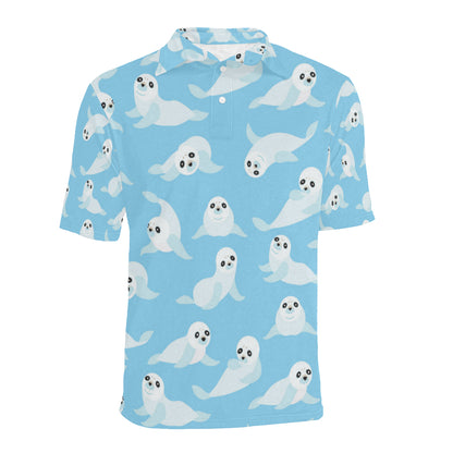Sea Lion Cute Pattern Print Design 03 Men Polo Shirt