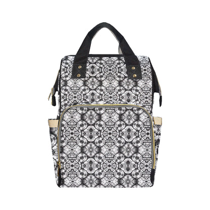 Tie Dye Black White Design Print Diaper Bag Backpack