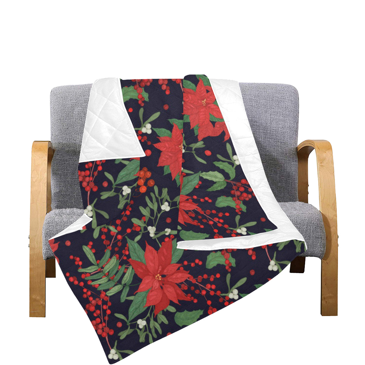 Poinsettia Pattern Print Design POT02 Premium Quilt