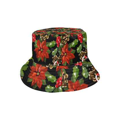 Poinsettia Pattern Print Design POT01 Unisex Bucket Hat