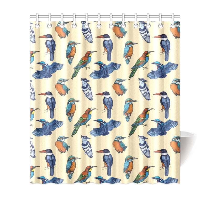 Kingfisher Bird Pattern Print Design 04 Shower Curtain