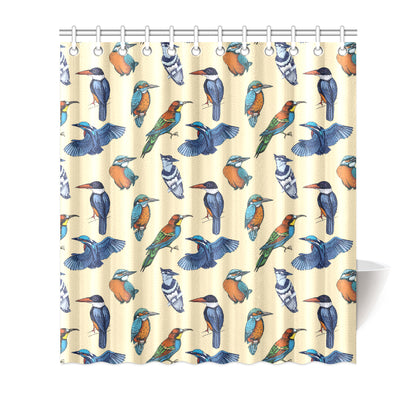 Kingfisher Bird Pattern Print Design 04 Shower Curtain