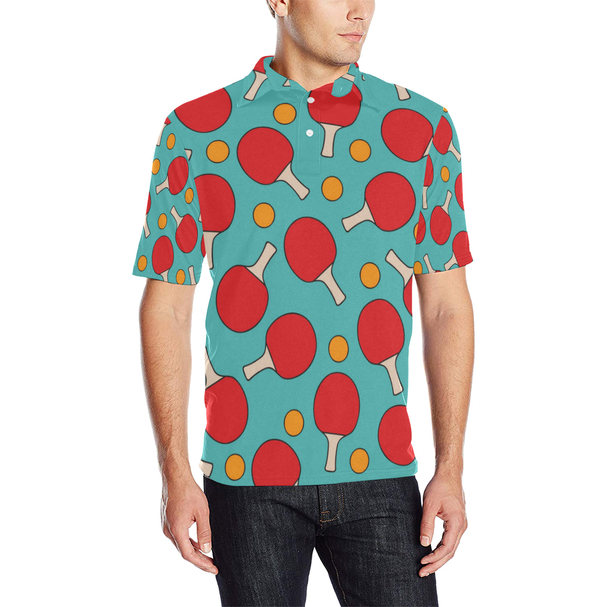 Ping Pong Pattern Print Design A01 Men Polo Shirt