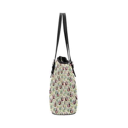 Rooster Print Design Leather Tote Bag