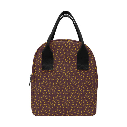 Agricultural Gold Wheat Print Pattern Insulated Lunch Bag