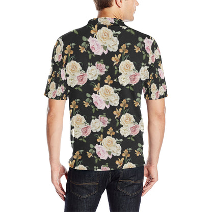 Rose Pattern Print Design A01 Men Polo Shirt