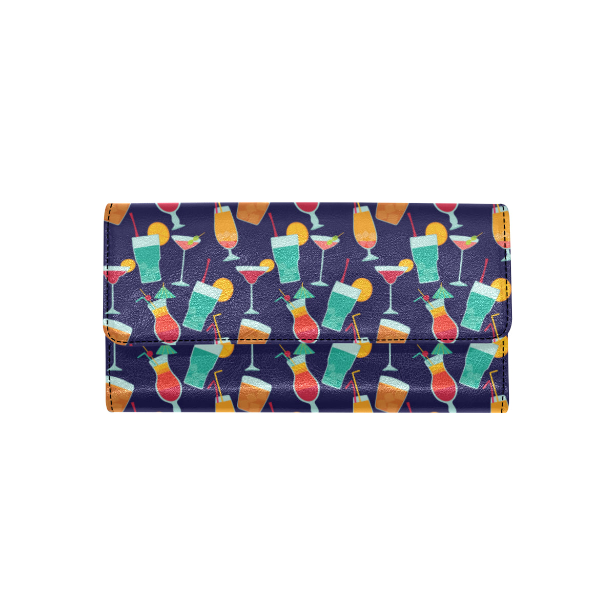 Cocktail Pattern Print Design 06 Women's Trifold Wallet
