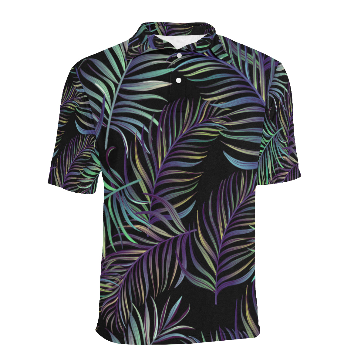 Tropical Palm Leaves Pattern Brightness Men Polo Shirt