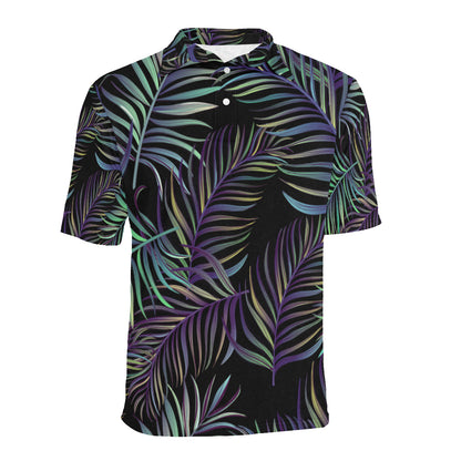 Tropical Palm Leaves Pattern Brightness Men Polo Shirt
