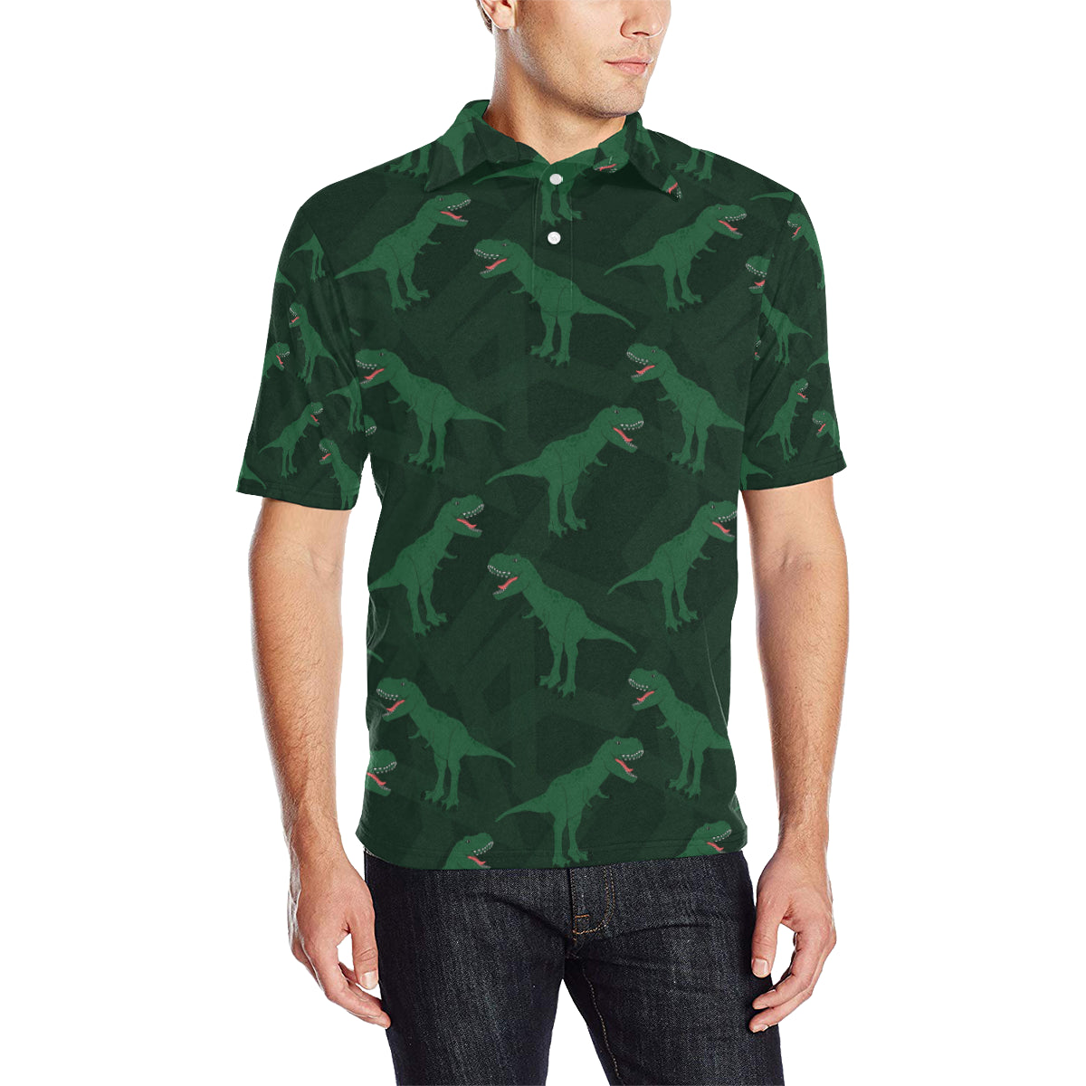 T Rex Pattern Print Design A06 Men Polo Shirt