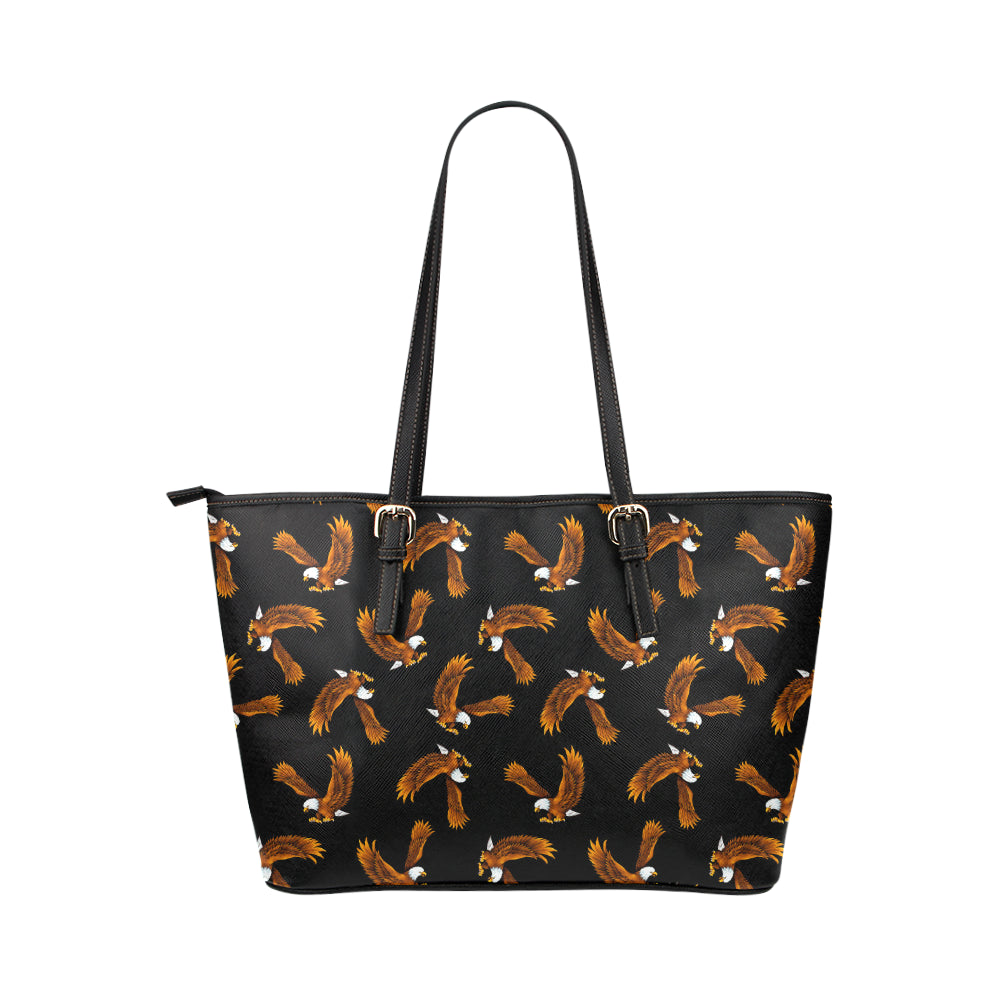Eagles Print Pattern Leather Tote Bag