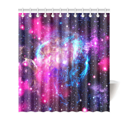 Galaxy Night Purple Space Print Shower Curtain