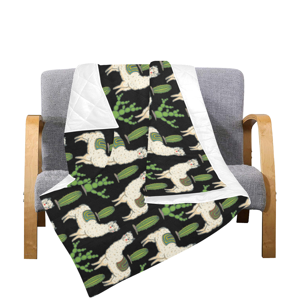 Llama Cactus Pattern Print Design 011 Premium Quilt