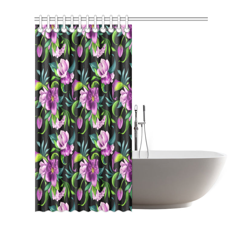 Bright Purple Floral Pattern Shower Curtain