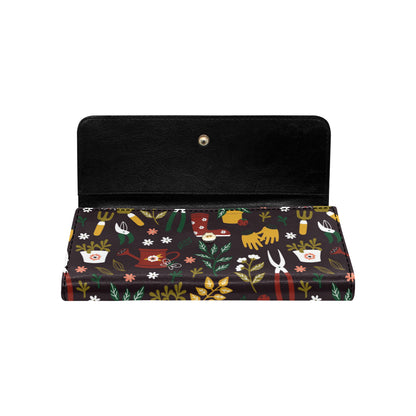Gardening Pattern Print Design G05 Women's Trifold Wallet