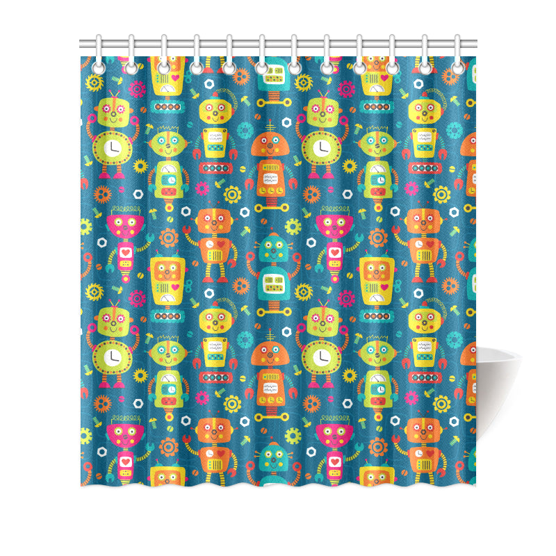 Robot Pattern Print Design A04 Shower Curtain