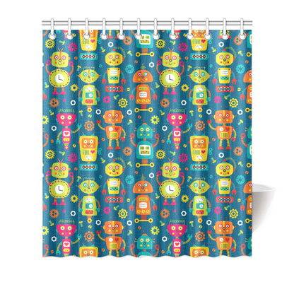 Robot Pattern Print Design A04 Shower Curtain