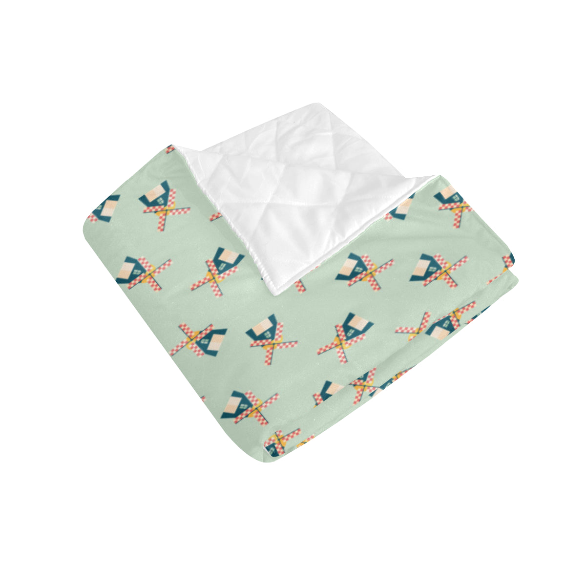 Windmill Pattern Print Design 02 Premium Quilt