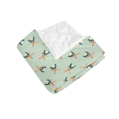 Windmill Pattern Print Design 02 Premium Quilt