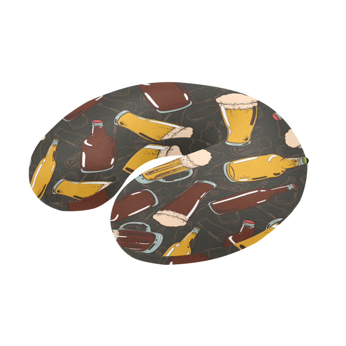 Beer Pattern Print Design 03 U-Shaped Travel Neck Pillow
