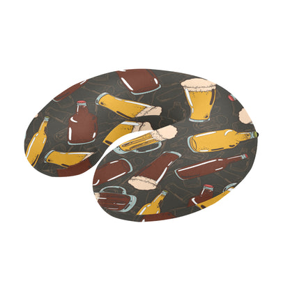 Beer Pattern Print Design 03 U-Shaped Travel Neck Pillow
