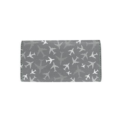 Airplane Pattern Print Design 02 Women's Trifold Wallet