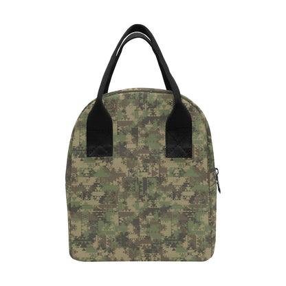 Camouflage Aztec Green Army Print Insulated Lunch Bag