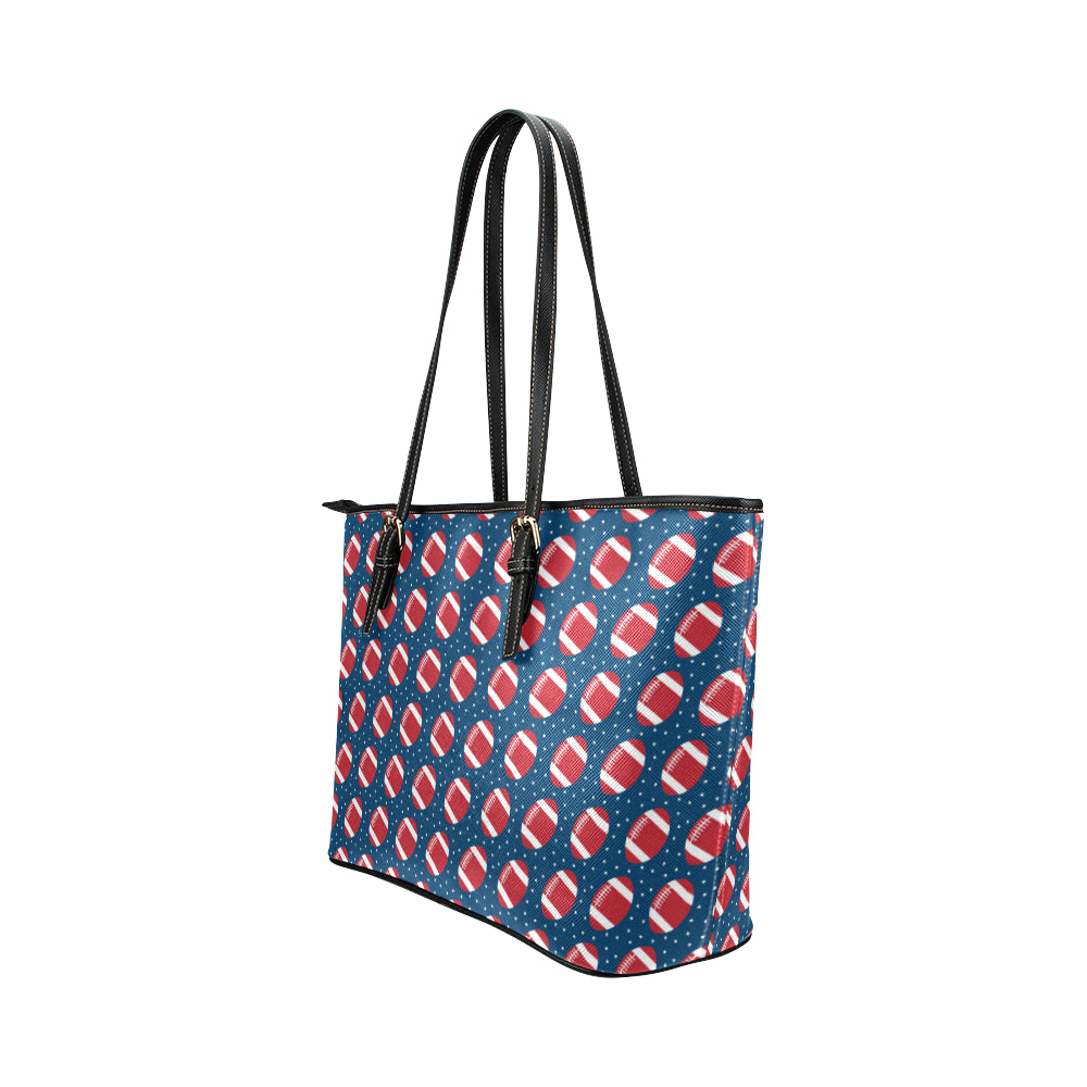 American Football Star Design Pattern Leather Tote Bag