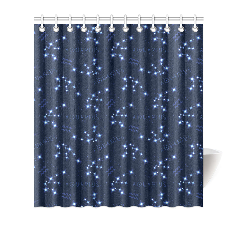 Aquarius Zodiac Pattern Print Design 02 Shower Curtain