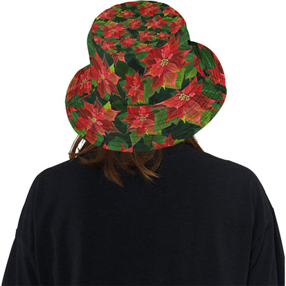 Poinsettia Pattern Print Design POT04 Unisex Bucket Hat