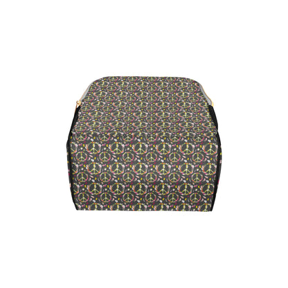 Peace Sign flowers Design Print Diaper Bag Backpack