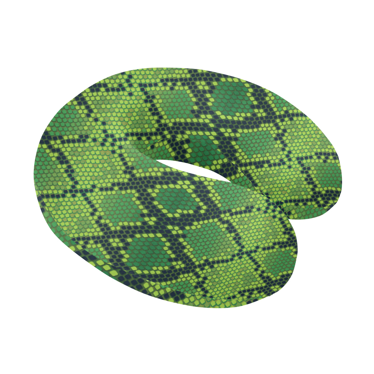 Python Green Pattern Print Design A01 U-Shaped Travel Neck Pillow