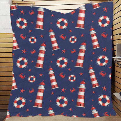 Nautical Pattern Print Design A03 Premium Quilt