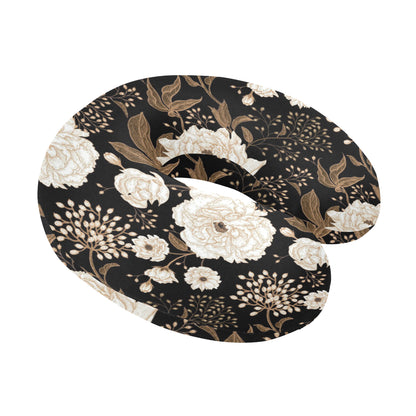 Peony Pattern Print Design A02 U-Shaped Travel Neck Pillow