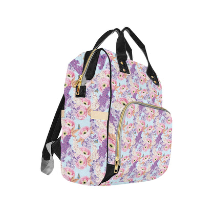 Lilac Pattern Print Design LI03 Diaper Bag Backpack
