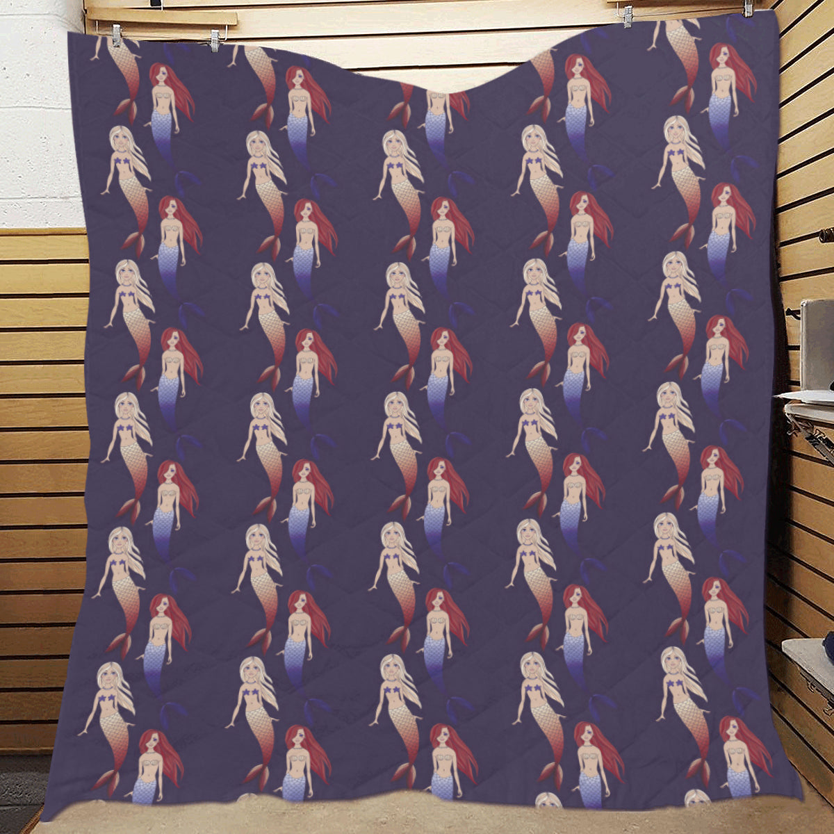 Mermaid Pattern Print Design 02 Premium Quilt