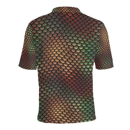 Snake Skin Colorful Print Men Polo Shirt
