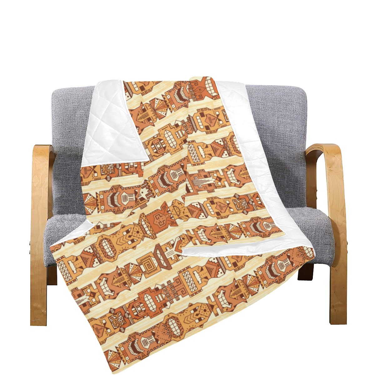 Tiki Orange Vertical Pattern Premium Quilt