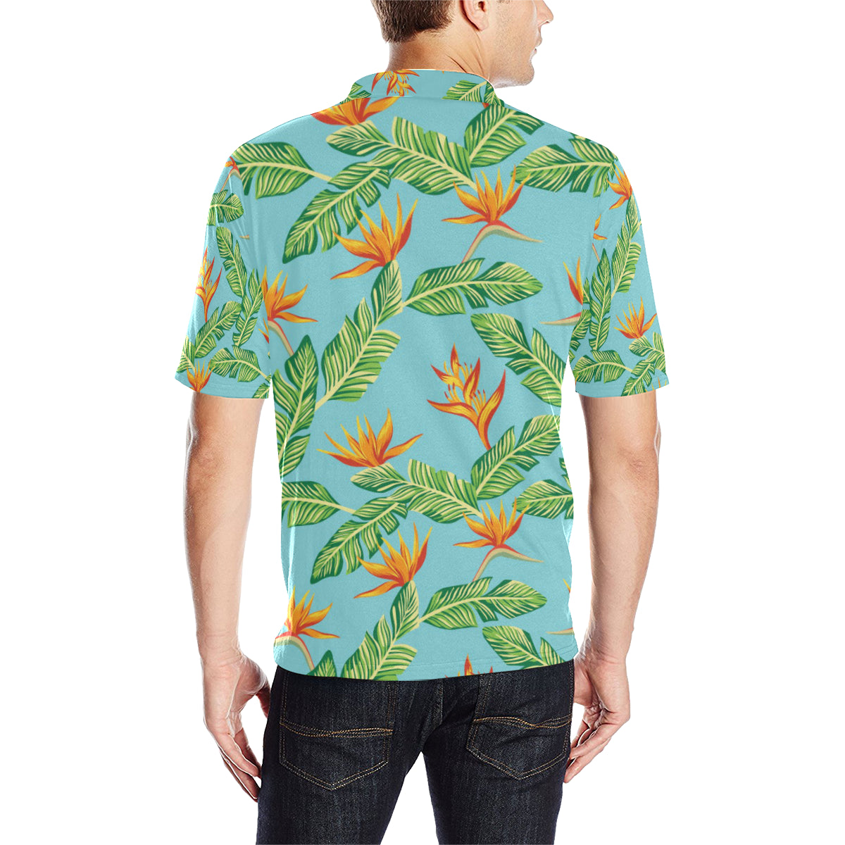 Bird Of Paradise Pattern Print Design BOP04 Men Polo Shirt