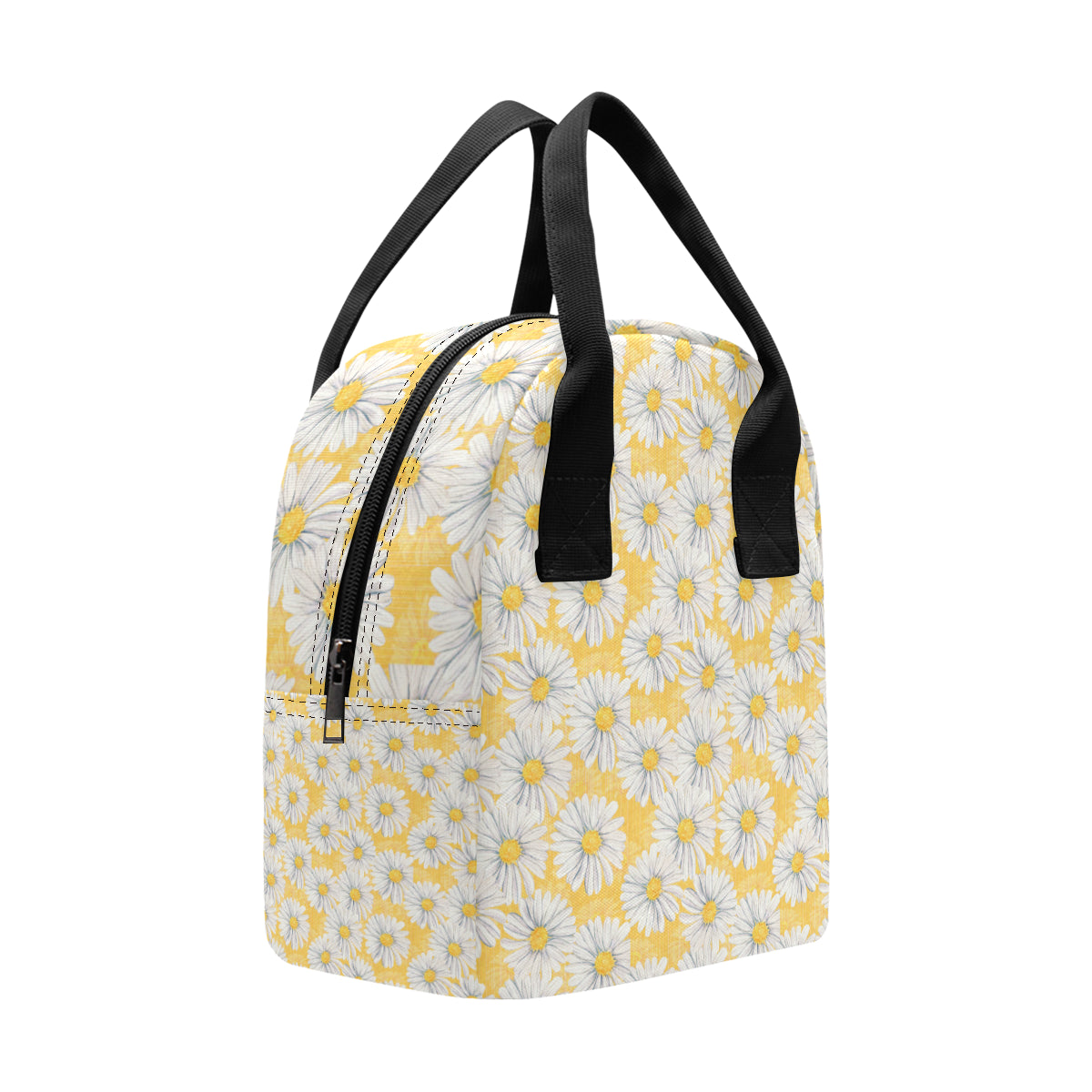 Daisy Yellow Watercolor Print Pattern Insulated Lunch Bag